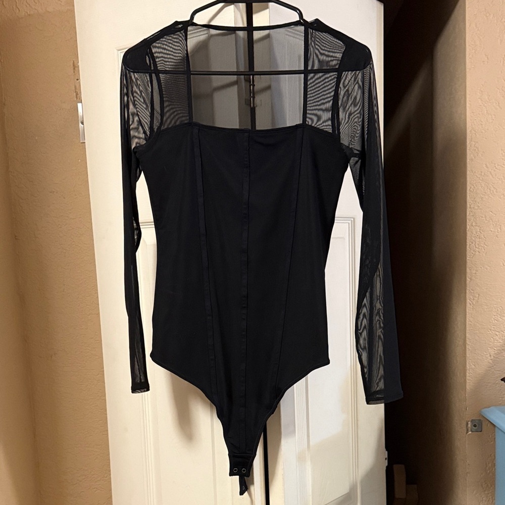 Abercrombie & Fitch Black Mesh Sleeve Bodysuit